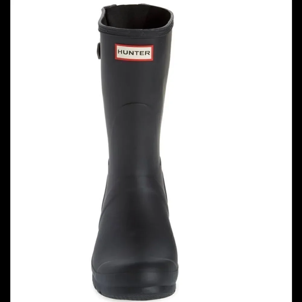 HUNTER Original Short Back Adjustable Rain‎ Boot, BLACK GRAY, Size 9, NWT